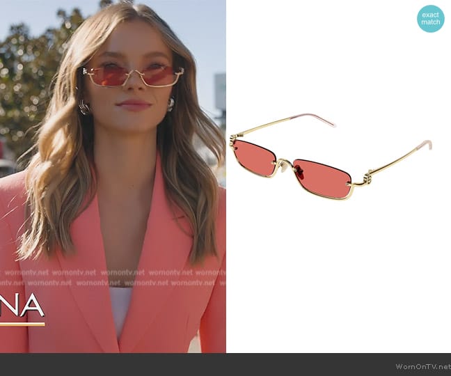 Gucci GG Upside Down Rectangular Sunglasses worn by Alanna Gold on Selling Sunset