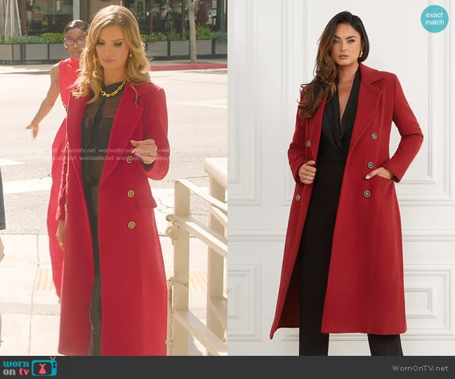 Guess Eliza Wool-Blend Coat in Red worn by Nicole Young on Selling Sunset