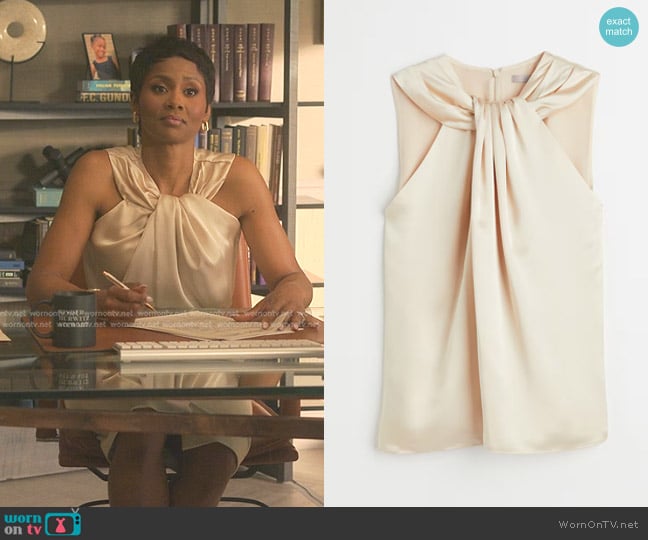 H&M Twisted-Detail Top in Light Beige worn by Jax Stewart (Emayatzy Corinealdi) on Reasonable Doubt