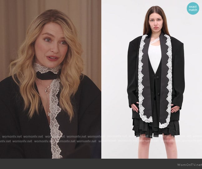 Vaillant Scarf Oversized Blazer worn by Camille (Camille Razat) on Emily in Paris