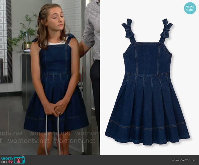 Habitual Kids Denim Fit and Flare Dress worn by Katie Abbott (Sienna Mercuri) on The Young and the Restless