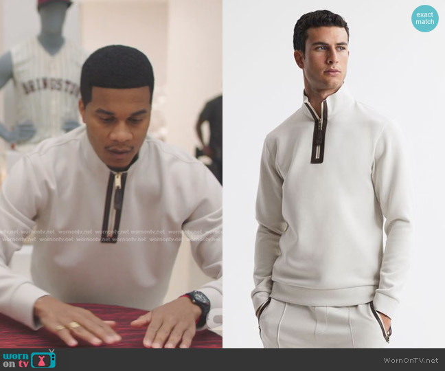 Reiss Hale Sweater in Off-White worn by Marcus Turner (Cory Hardrict) on All American Homecoming