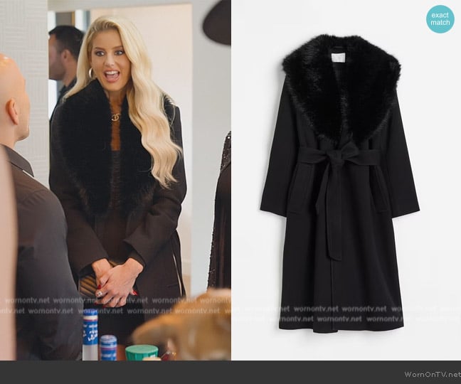 H&M Fluffy Collared Coat worn by Emma Hernan on Selling Sunset