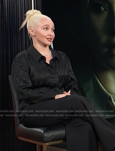 Hayden Panettiere’s black FF logo shirt on E! News