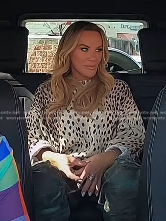 Heather's beige cheetah print sweater on The Real Housewives of Salt Lake City