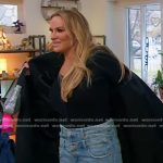 Heather’s black cardigan and double waistband jeans on The Real Housewives of Salt Lake City