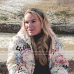 Heather’s ivory floral puffer jacket on The Real Housewives of Salt Lake City