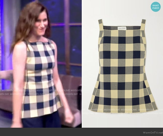 High Sport Asher Gingham Cotton-Blend Knit Apron Top worn by Kathryn Hahn on The View