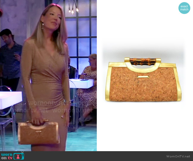 Hobo Cork Bamboo Clutch worn by Nina Reeves (Cynthia Watros) on General Hospital