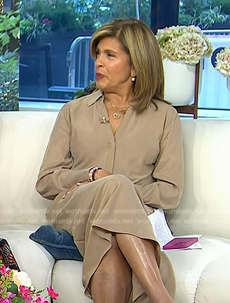 Hoda's beige collared long sleeve dress on Today