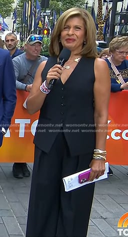 Hoda’s black vest and wide-leg pants on Today