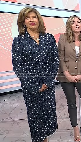 Hoda’s navy polka dot shirtdress on Today