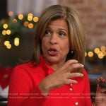 Hoda’s red ribbed button down top on Today