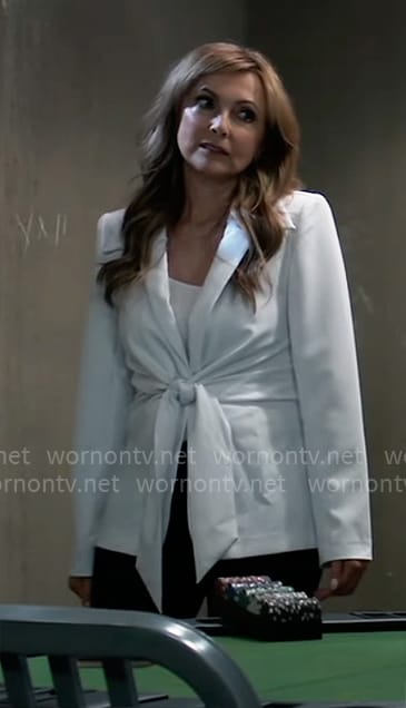 Holly's white tie front blazer on General Hospital