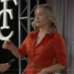 Hope’s long red shirtdress on The Bold and the Beautiful