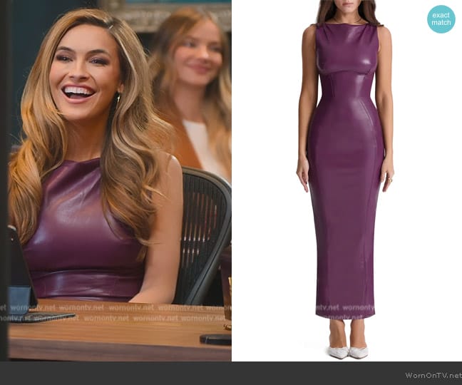 House of CB Faux Leather Sheath Dress worn by Chrishell Stause on Selling Sunset