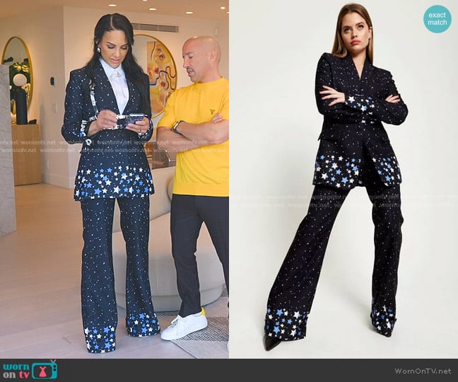 House of Holland Star Print Blazer and Trouser worn by Amanza Smith on Selling Sunset