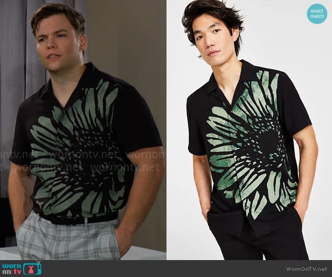 Hugo Boss Ellino Relaxed-Fit Printed Shirt worn by R.J. Forrester (Joshua Hoffman) on The Bold and the Beautiful