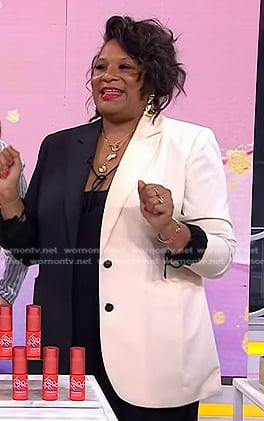 Julee Wilson's black and white colorblock blazer on Today