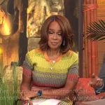 Gayle King’s multi color striped knit dress on CBS Mornings