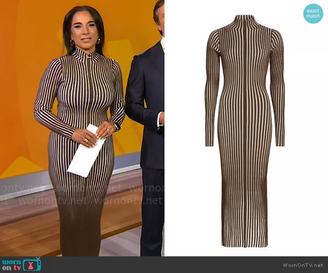 Interior Ridley Cotton-Blend Turtleneck Midi-Dress worn by Michelle Miller on CBS Mornings