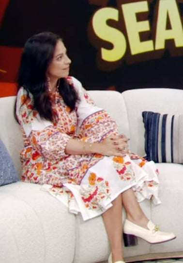 Jacqui Gifford’s orange floral print dress on Live with Kelly and Mark