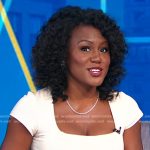 Janai’s white square neck top on Good Morning America