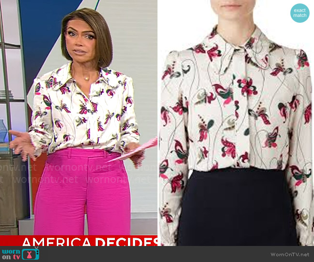 Jane Atelier Noa Shirt in Enchanted Flower Cream worn by Kristine Johnson on CBS Mornings