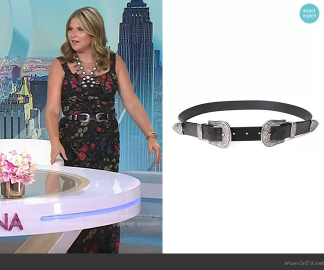 Jasgood Vintage Western Design Black Waist Belt worn by Jenna Bush Hager on Today