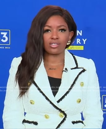 Jasmine Crockett's white tweed blazer on Good Morning America