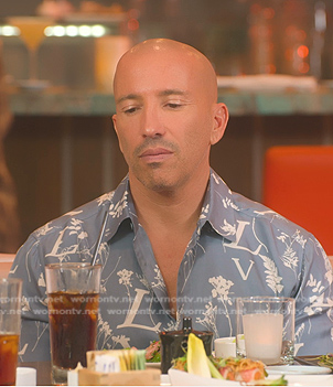 Jason's blue floral print shirt on Selling Sunset