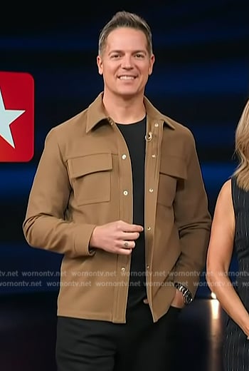 Jason's brown button jacket on Access Hollywood