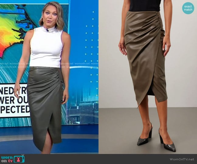 Jason Wu Leather Pencil Skirt in Green worn by Ginger Zee on Good Morning America