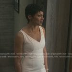 Jax’s blush pink v-neck sheath dress on Reasonable Doubt