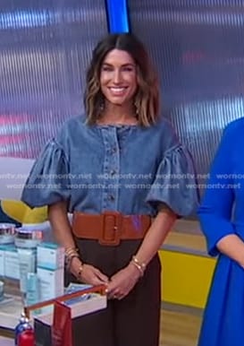 Jen Reed's puff sleeve denim top on Good Morning America