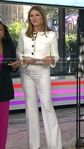 Jenna’s white tweed jacket and flare pants on Today