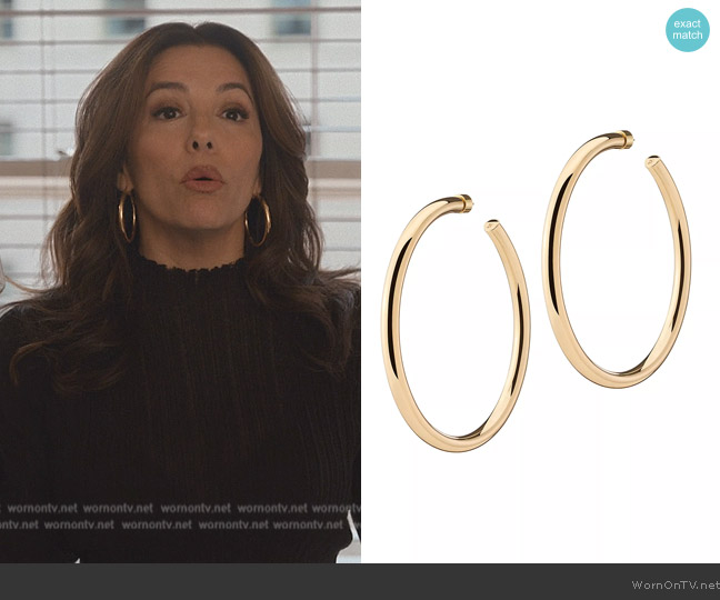 Jennifer Fisher Samira 10K-Gold-Plated Hoop Earrings worn by Eva Longoria (Eva Longoria) on Only Murders in the Building