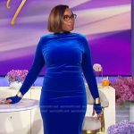 Jennifer’s blue velvet mock neck dress on The Jennifer Hudson Show