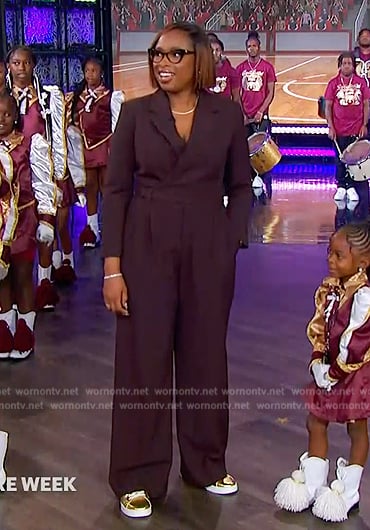 Jennifer's brown blazer jumpsuit on The Jennifer Hudson Show