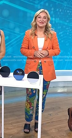 Jennifer Jolly's orange blazer and blue floral pants on Today