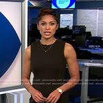 Jericka Duncan’s black sleeveless sheath dress on CBS Evening News