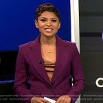 Jericka’s purple blazer and pant suit on CBS Evening News