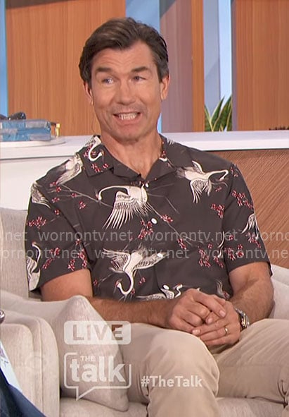 Jerry's black crane print shirt on The Talk