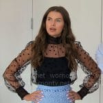 Jess’s blue lace pencil skirt and sheer polka dot blouse on Owning Manhattan