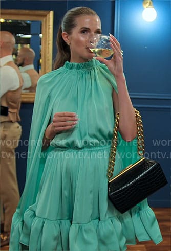 Jess's green cape dress on Owning Manhattan