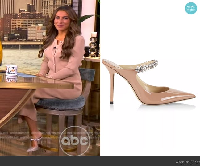 Jimmy Choo Bing Patent Crystal-Strap High-Heel Pumps worn by Alyssa Farah Griffin on The View