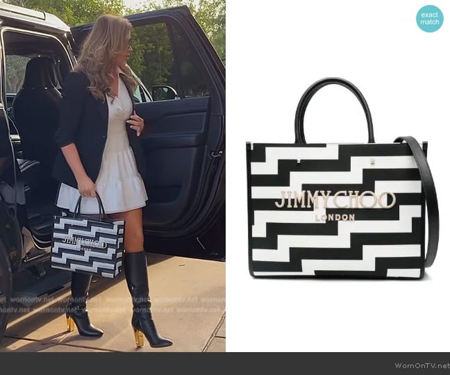 Jimmy Choo Medium Avenue tote bag worn by Emily Simpson on The Real Housewives of Orange County