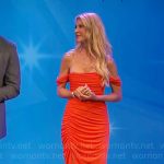 Joan’s red ruched off-shoulder dress on The Golden Bachelorette