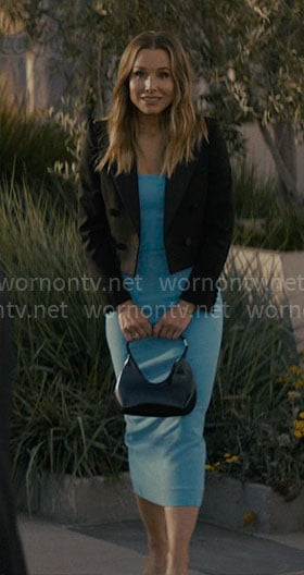 Joanne's blue strapless midi dress on Nobody Wants This