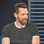 Joel McHale’s ribbed contrast tee on Access Hollywood